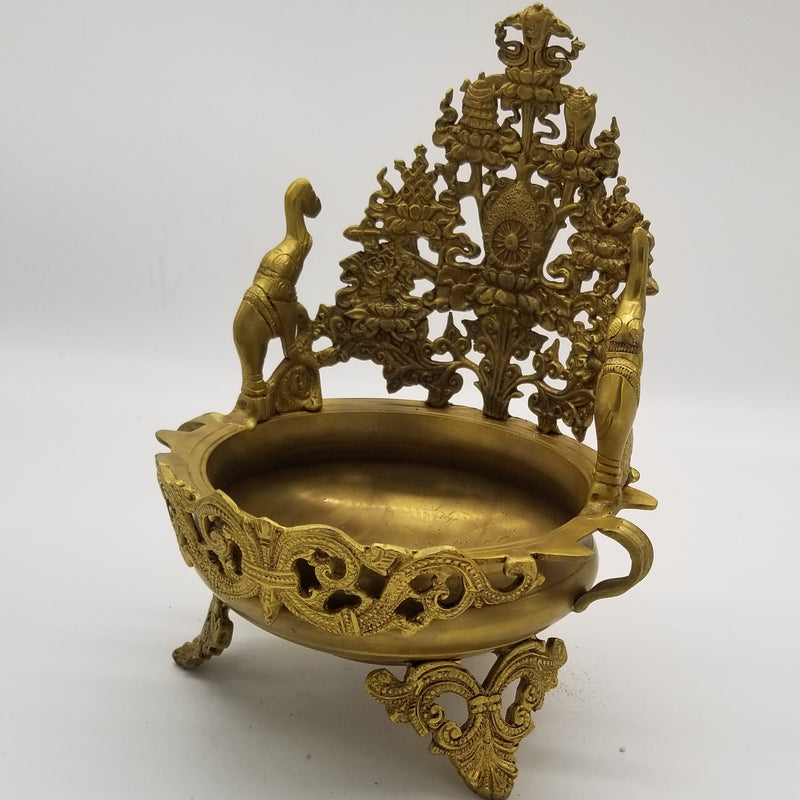 11" Solid Brass Elephant inspired Decorative Urli