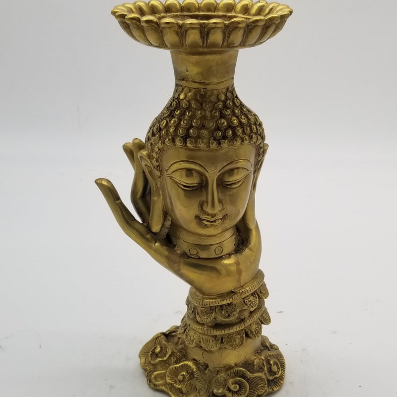 11" H Brass Buddha Hand Candle Stand