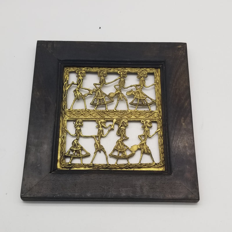 11" x 12" Tribal inspired Dhokra Art on Wooden Frame