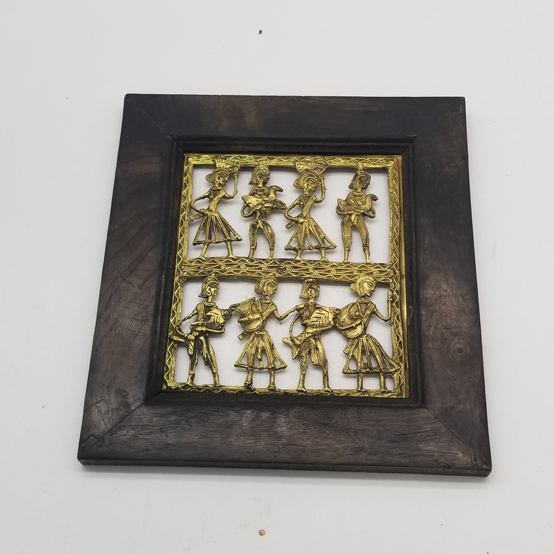 11" x 12" Tribal inspired Dhokra Art on Wooden Frame
