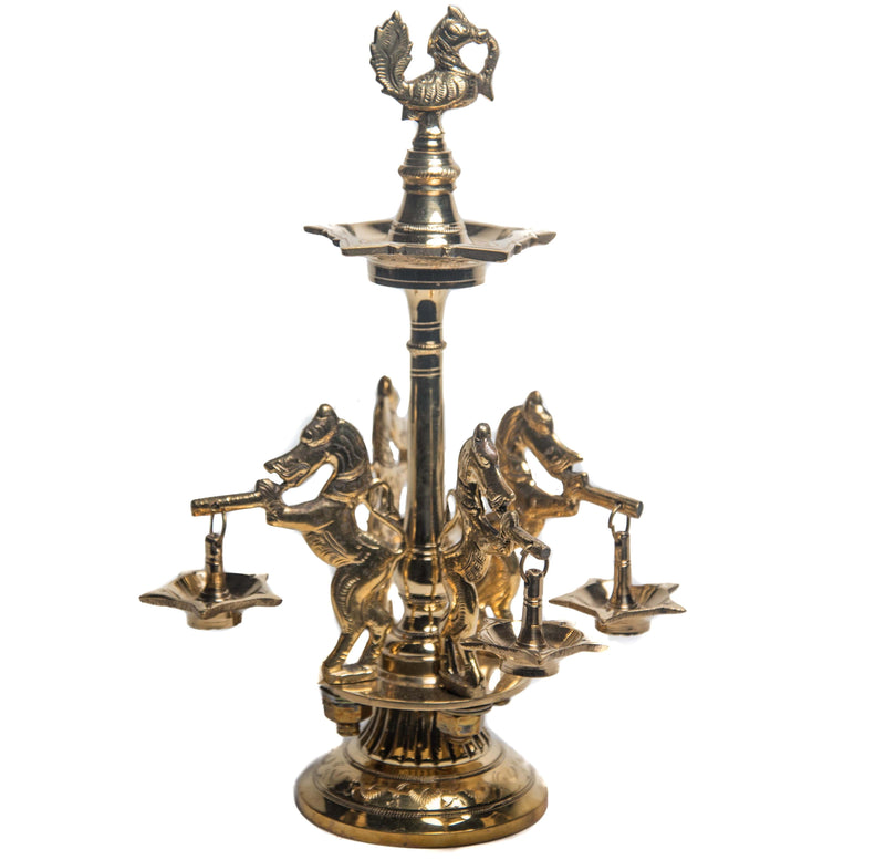 11" Brass Yali Hanging Oil Lamp - set of 2 Pcs