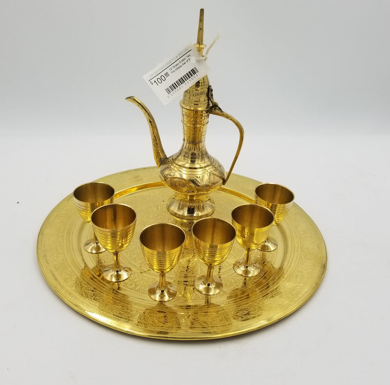 12" Brass Arabic Tea Pot Aftaba Set of 8