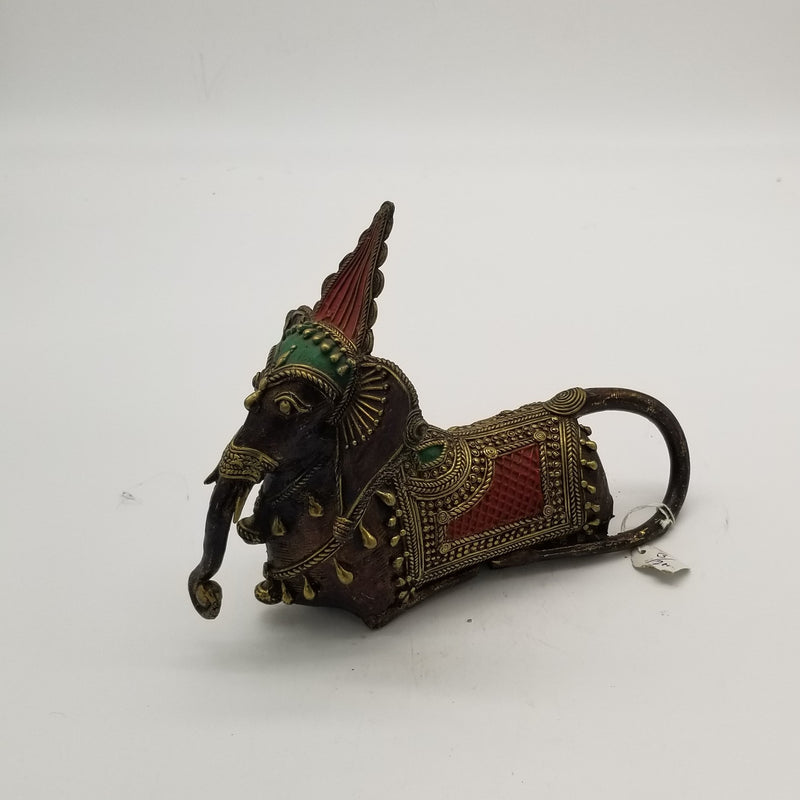 12" L Tribal Brass Ganesh Face inspired Nandi