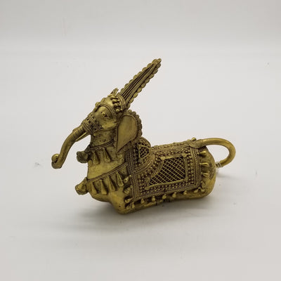 12" L Tribal Brass Ganesh Face inspired Nandi