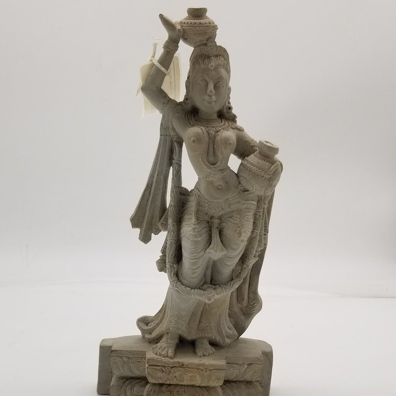 12” lady holding pot in sandstone