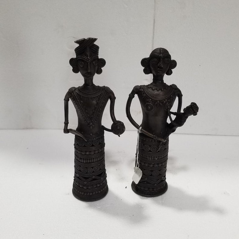 12" H Tribal Brass Tribal Pair