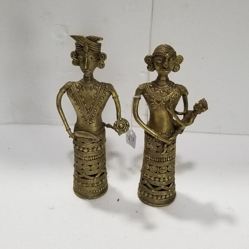 12" H Tribal Brass Tribal Pair