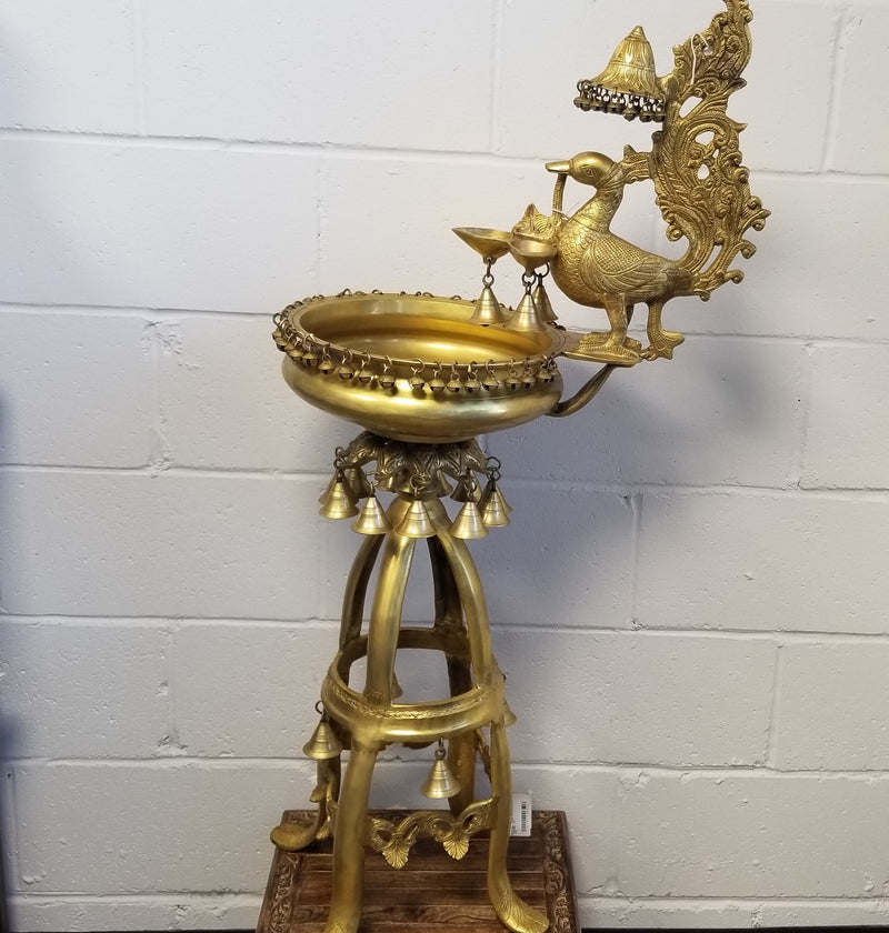 Brass 12" Urli Bird Deepak Stand