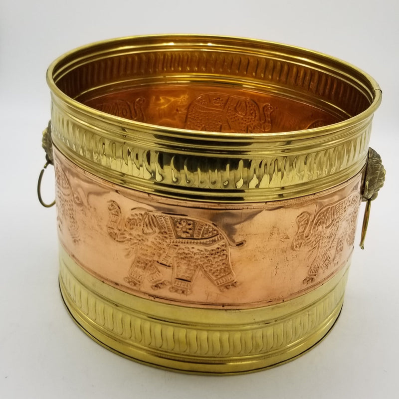 14" Diameter Elephant inspired Copper Brass Planter