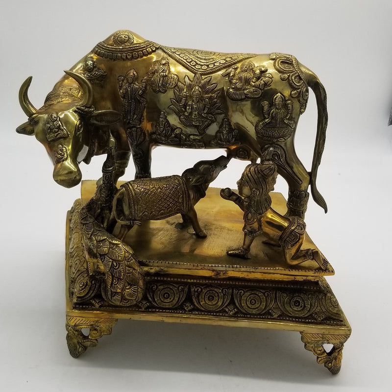 14"H Solid Brass Cow and Calf