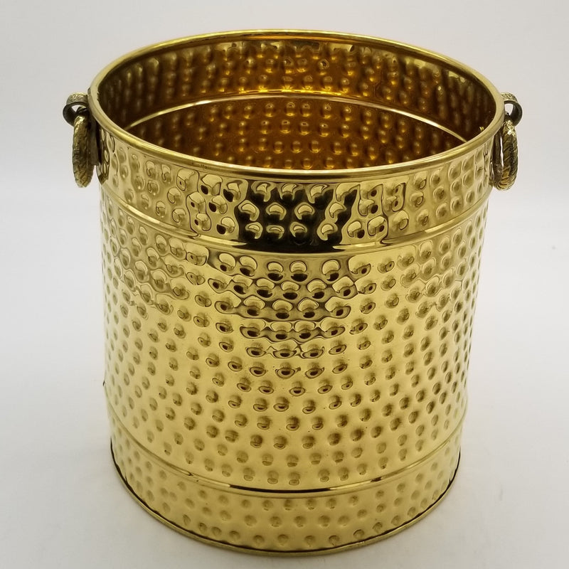 14" Diameter Hammered Drum inspired Brass Planter