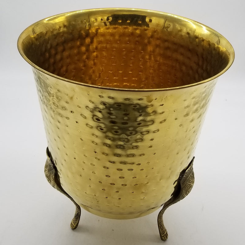 14" Hammered Brass Planter with Legs