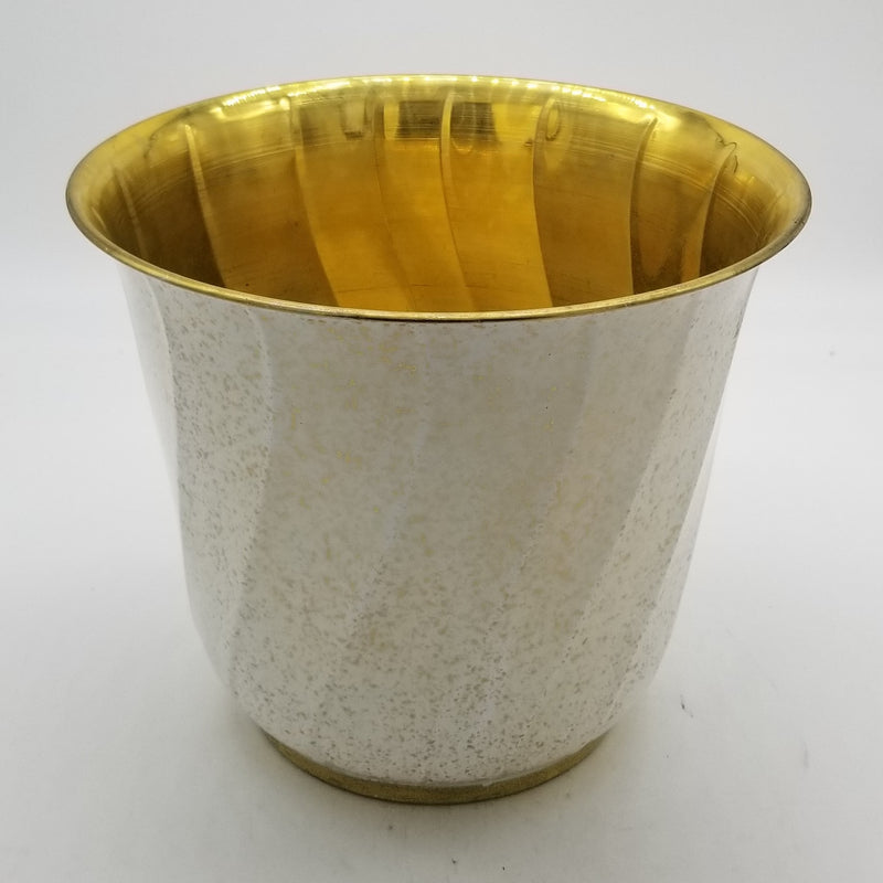 14" Diameter Marble Brass Planter