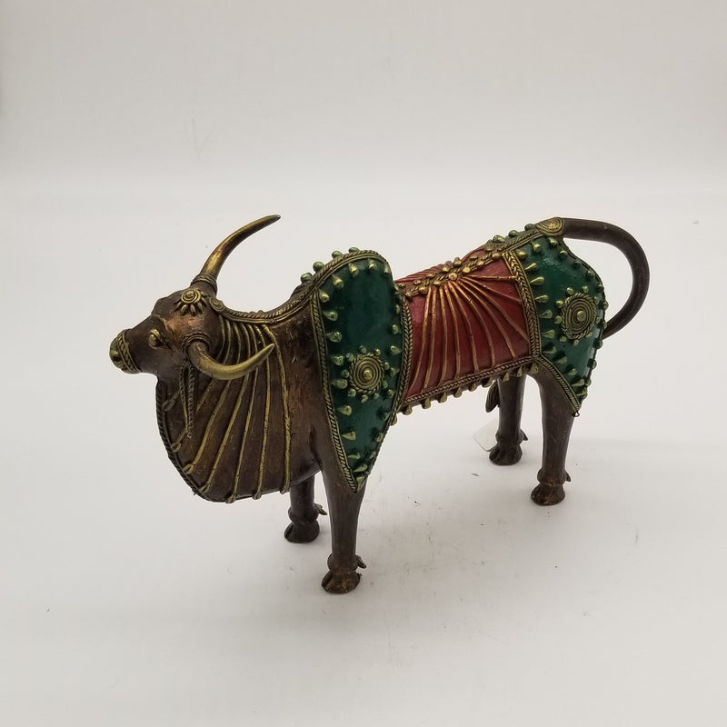 15"L Tribal Brass Solid Bull or Nandi Standing