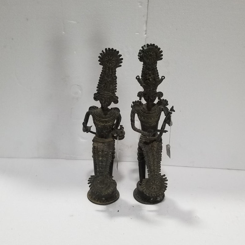 15"H Tribal Brass Jithku Mitku Pair