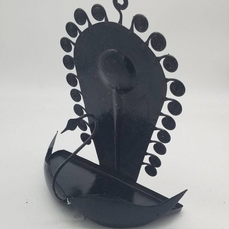 16"H x 13"W wrought black iron wall art and mail holder