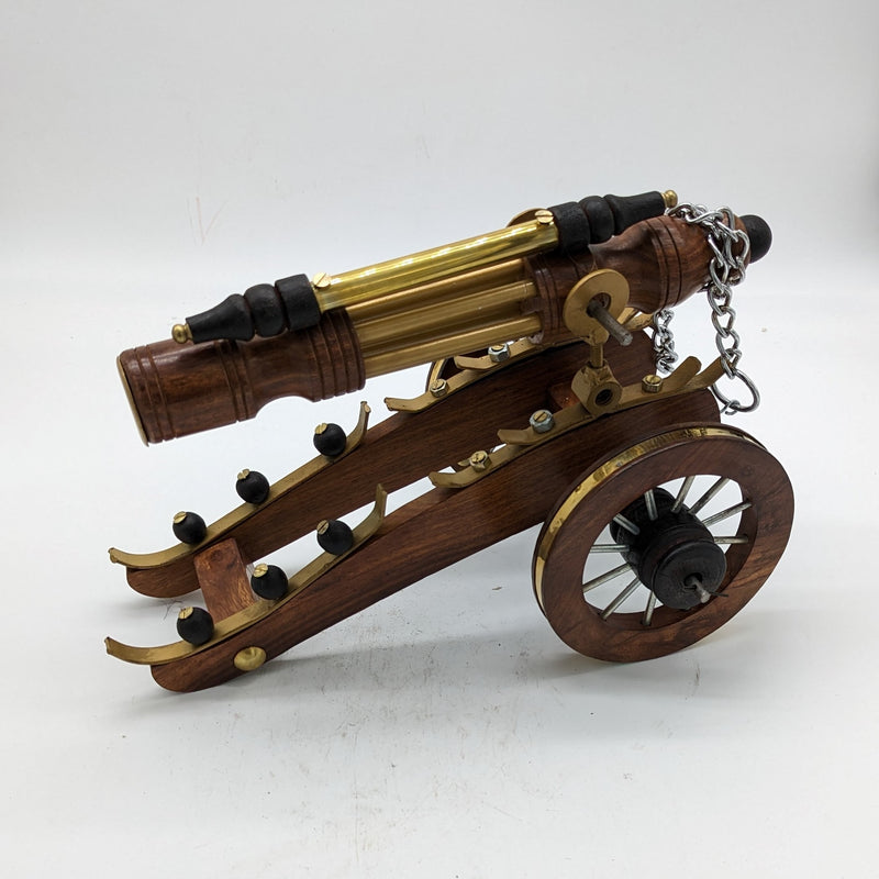 18" L Solid Brass / Wood Cannon