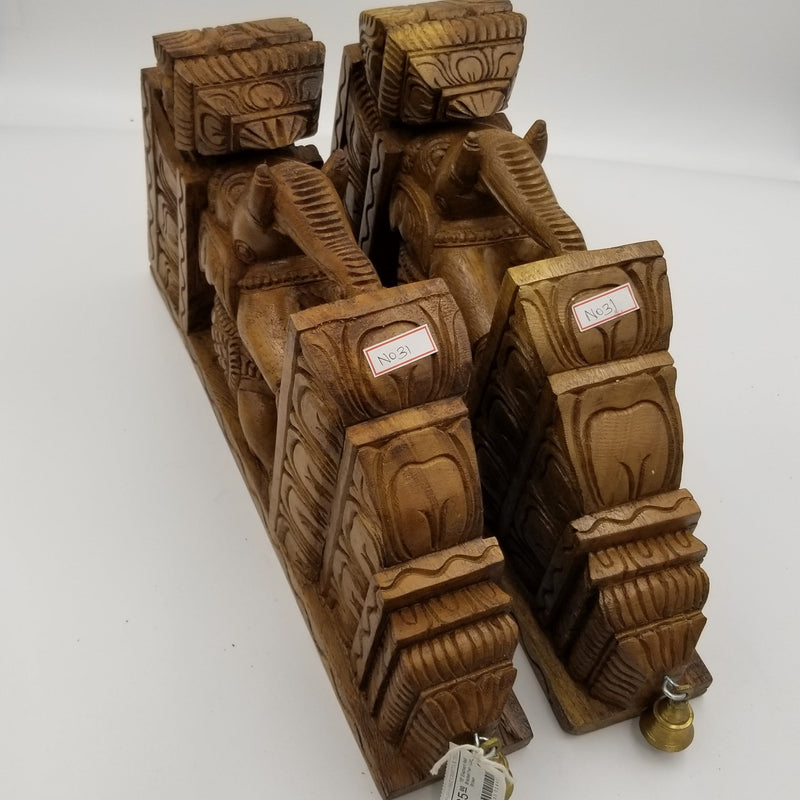 18" Elephant Wall Bracket Pair - Light Brown
