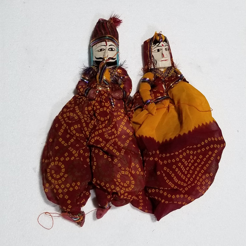 18" H Rajasthani Puppet Pair