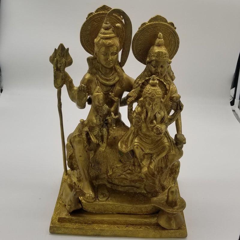 18"L Solid Brass Shiv Parivar