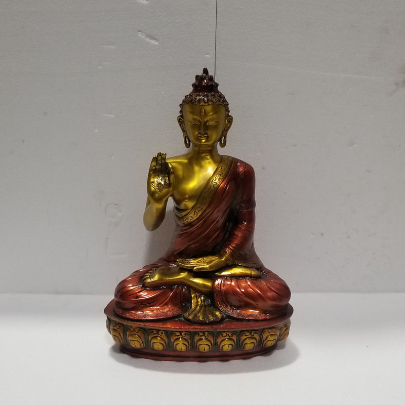 18" H Solid Brass Sitting Buddha Lacquered