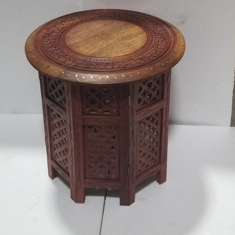 18"H Solid Rosewood Table with Brass inlay work
