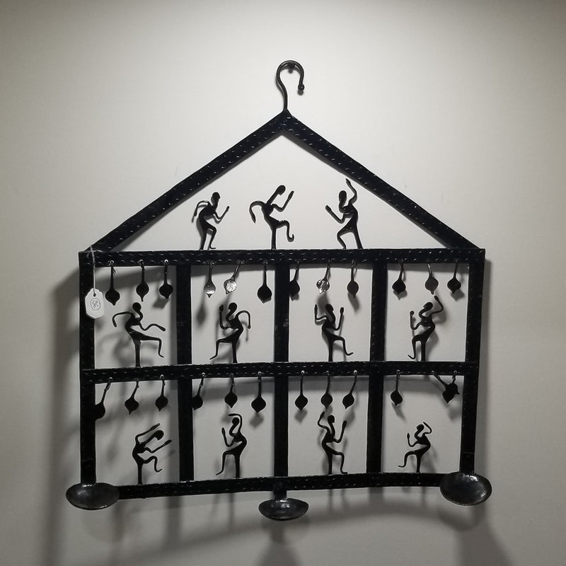 19" x 17" wrought iron wall art with 3 lamp holder
