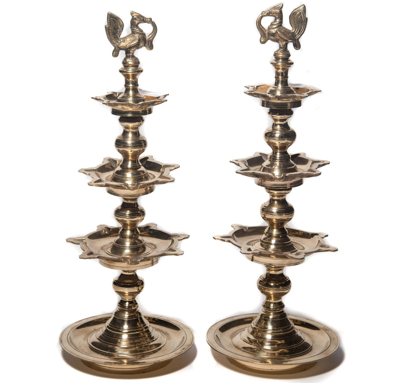 20" Brass Adaku Oil Lamp set of 2 Pcs