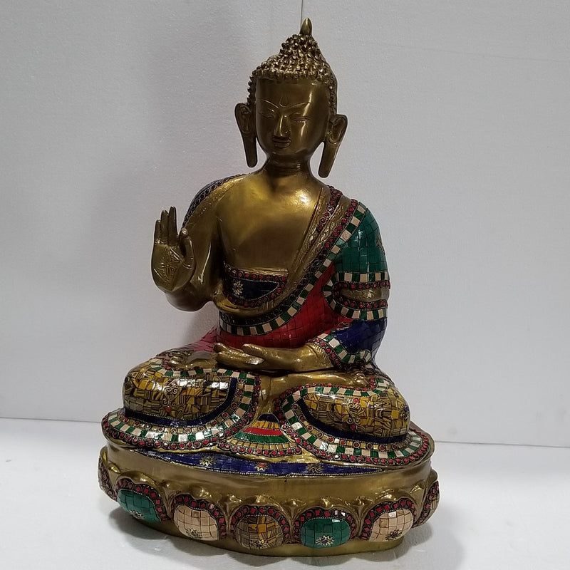 24" Solid Brass Buddha stonework with inbuilt Base