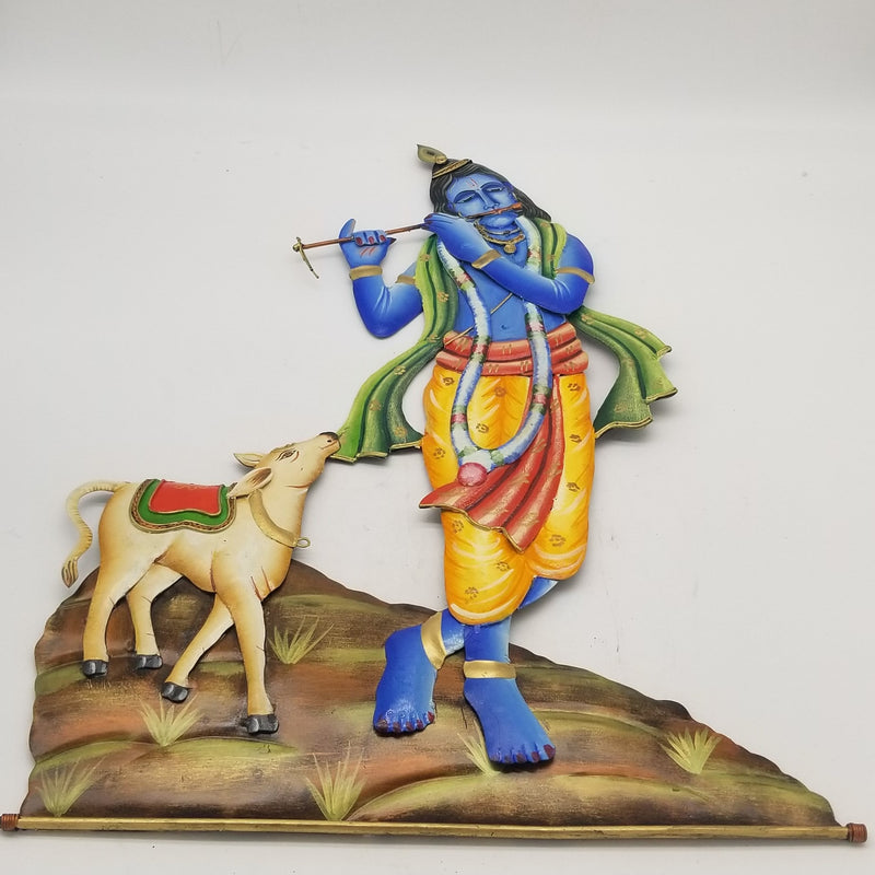 24" H Wrought Iron Cow Krishna