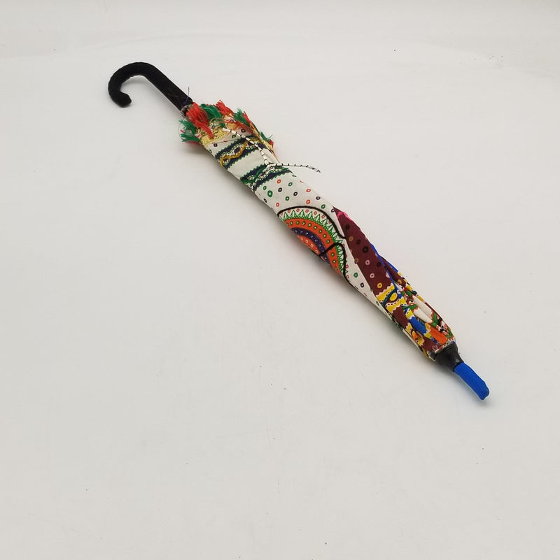 24" Assorted handcrafted and hand embroidered multi colored cotton umbrella