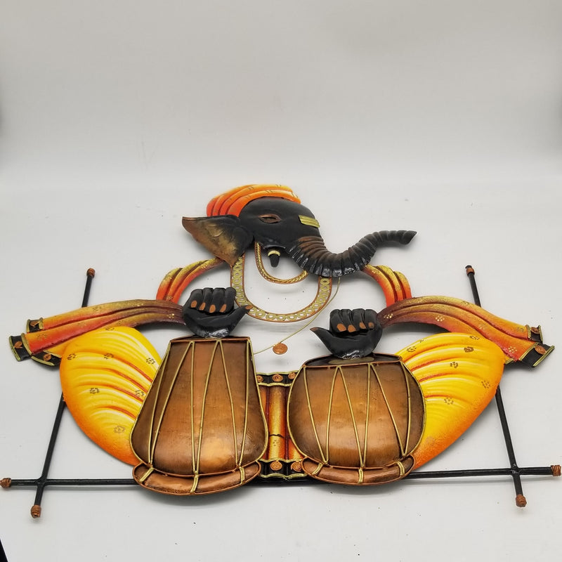24"H x 26"L Wrought iron tabla ganesh
