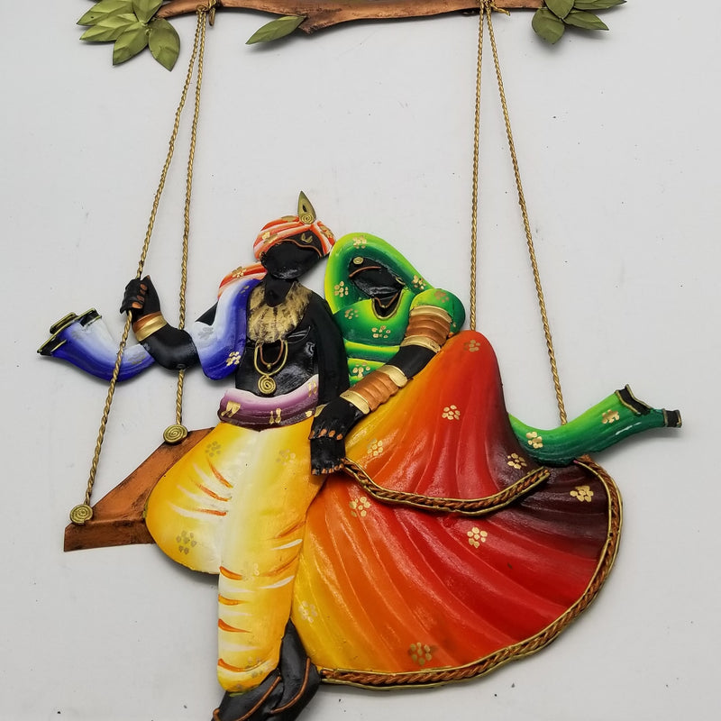 28" H Wrought Iron Radhakrishna on Jhoola / Swing