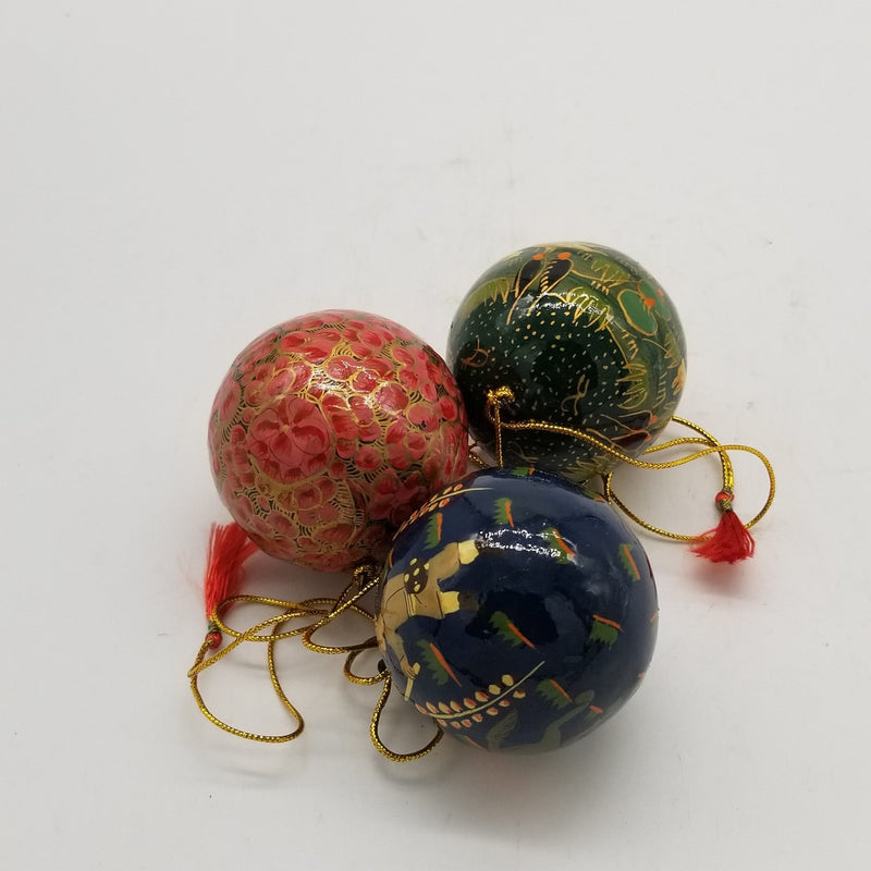 Papier Mache 2" Christmas Ball Hanging