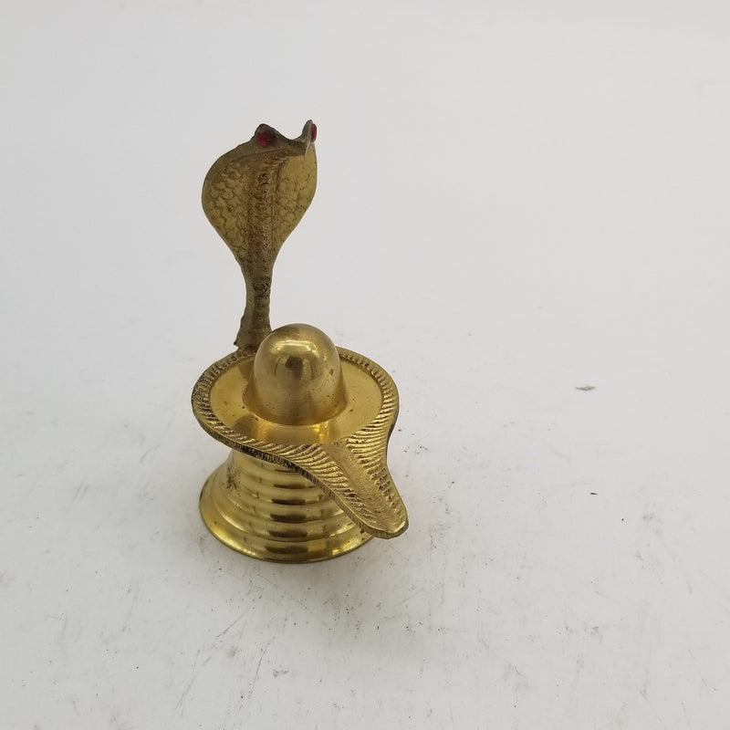 3.5" H Solid Brass Shivling with Nagsheesh