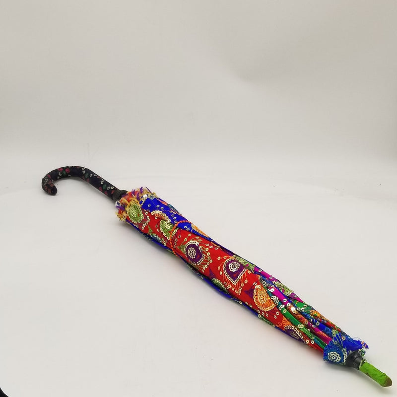 30" Assorted handcrafted and hand embroidered multi colored cotton umbrella