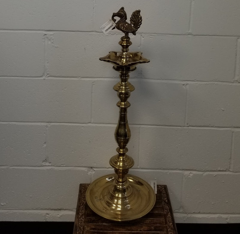 60" Brass Plain Annam Oil Lamp set of 2 Pcs