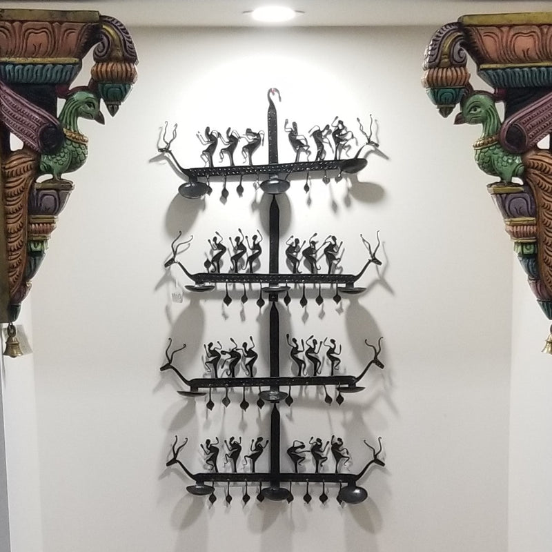 30" x 17" wrought black iron deer inspired wall art