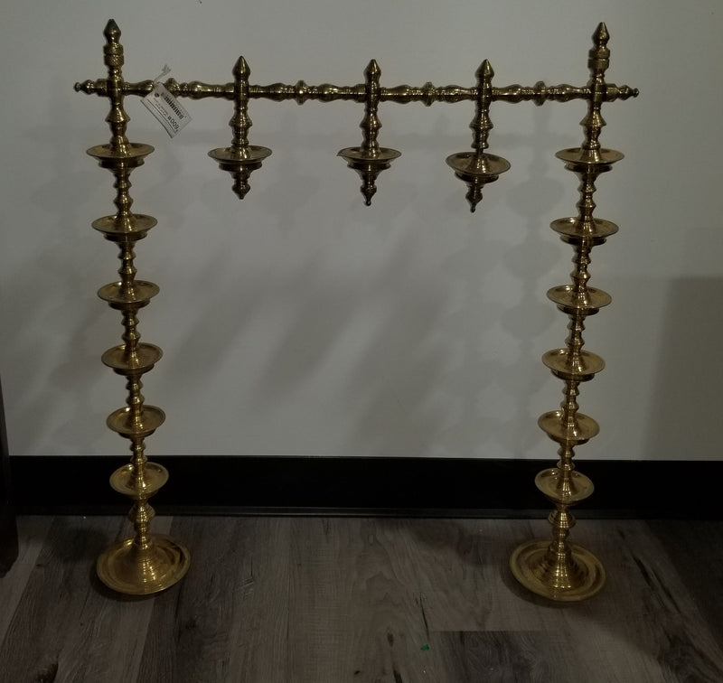 75" x 39" Brass Vasamalai Oil Lamp - A