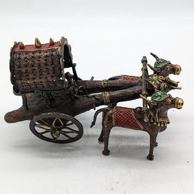 11"L Tribal Brass handcrafted Bullock Cart