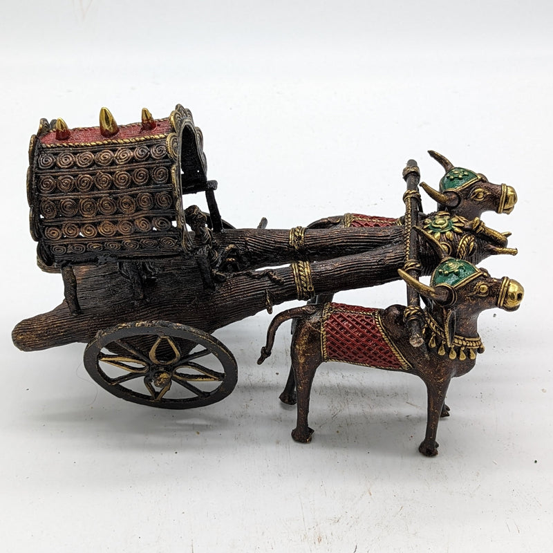 11"L Tribal Brass handcrafted Bullock Cart