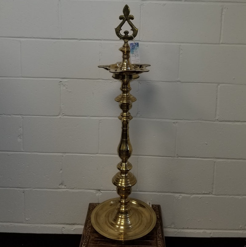 36" Brass Plain Prabhai Oil Lamp set of 2 Pcs