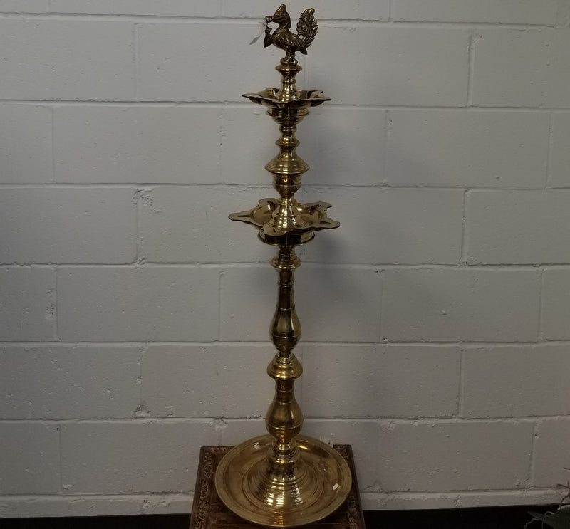 36" Brass Plain Ganesh Double Tagli Oil Lamp set of 2 Pcs