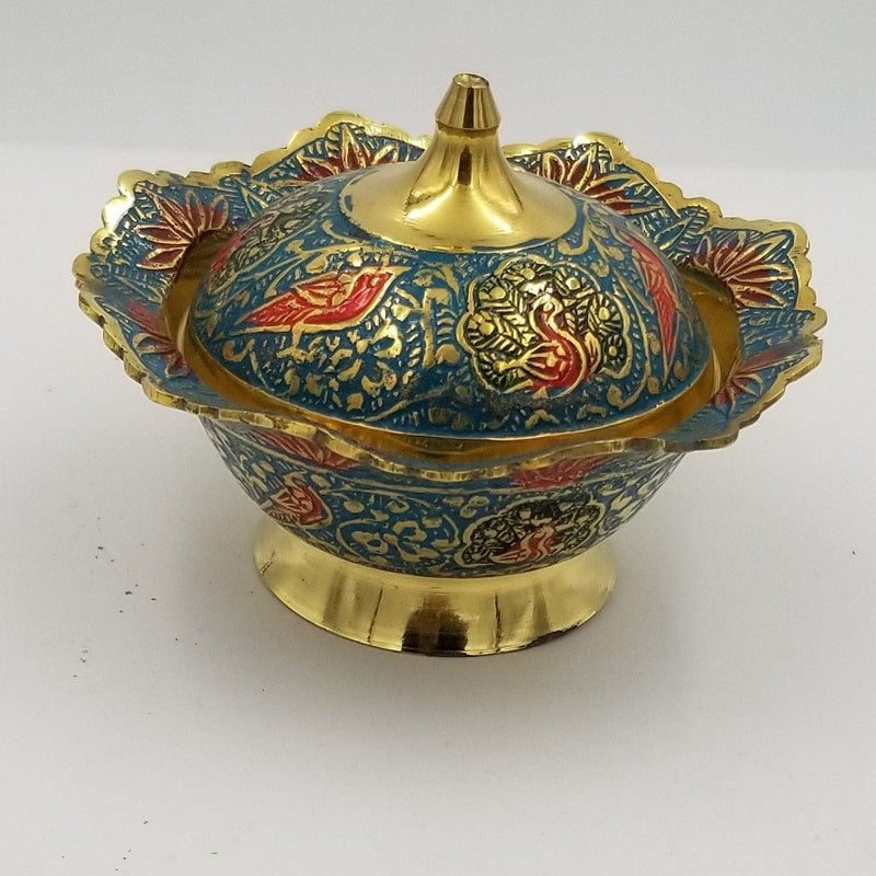 4.5" Brass Bowl Kangura with Lid EC