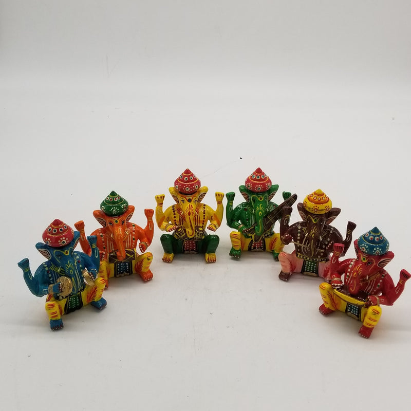 4" Ganesh inspired Bawla Musician Set of 6