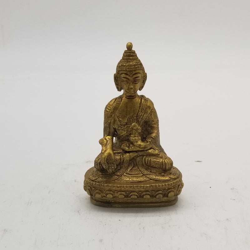 4" H Solid Brass Sitting Buddha Antique Finish