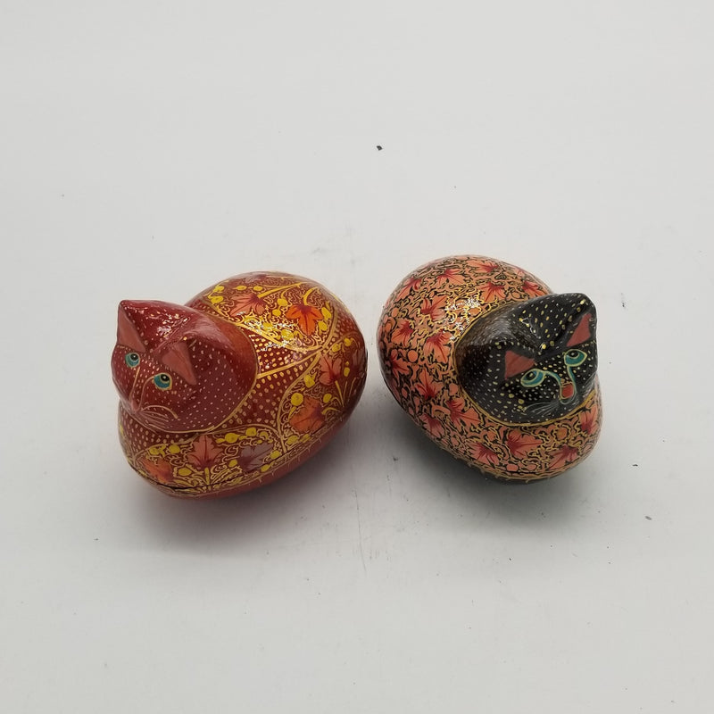 Papier Mache 4" Cat inspired Jewel Box assorted