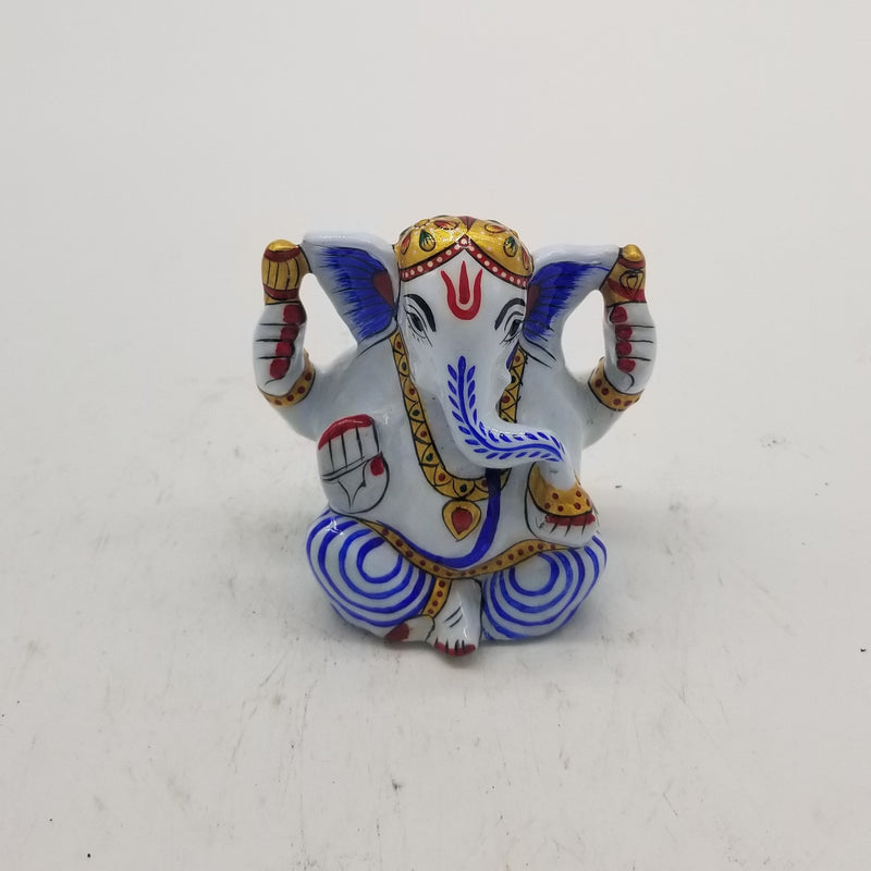 4 inch Solid Metal minakari Ganesh