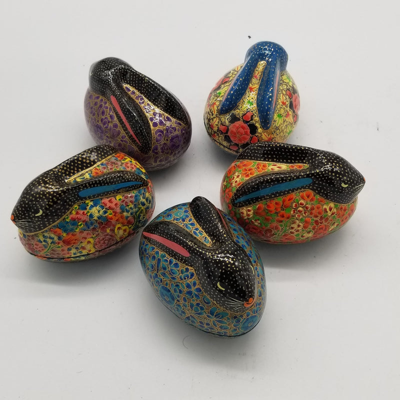 Papier Mache 4" Rabbit inspired Jewel Box assorted