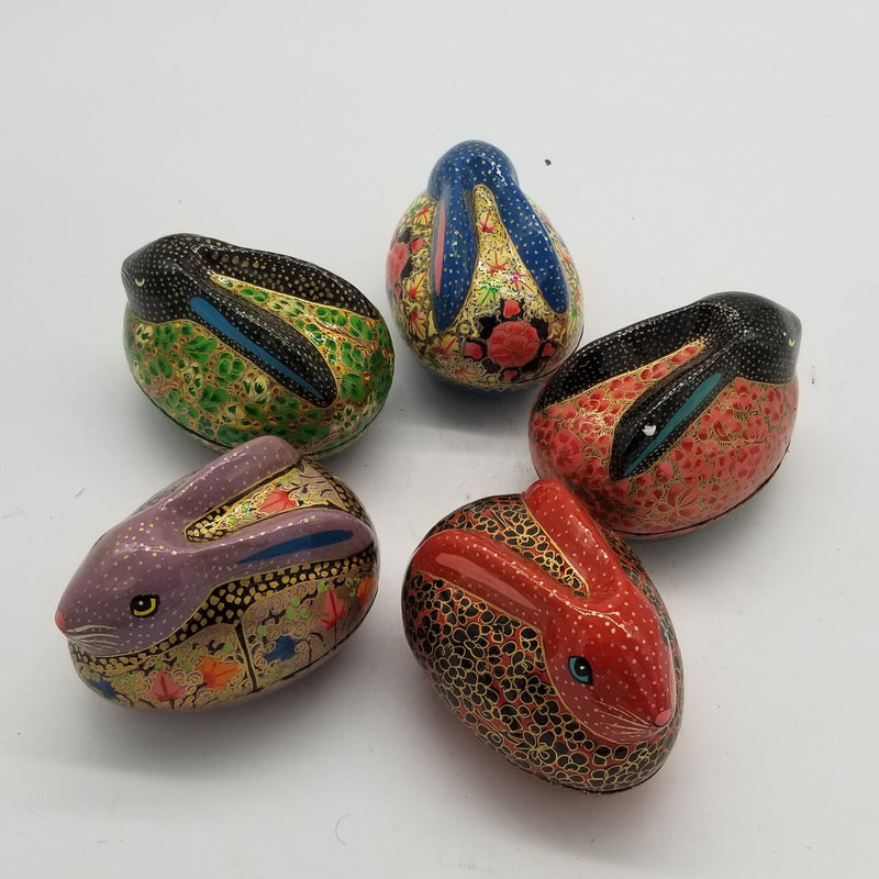 Papier Mache 4" Rabbit inspired Jewel Box assorted